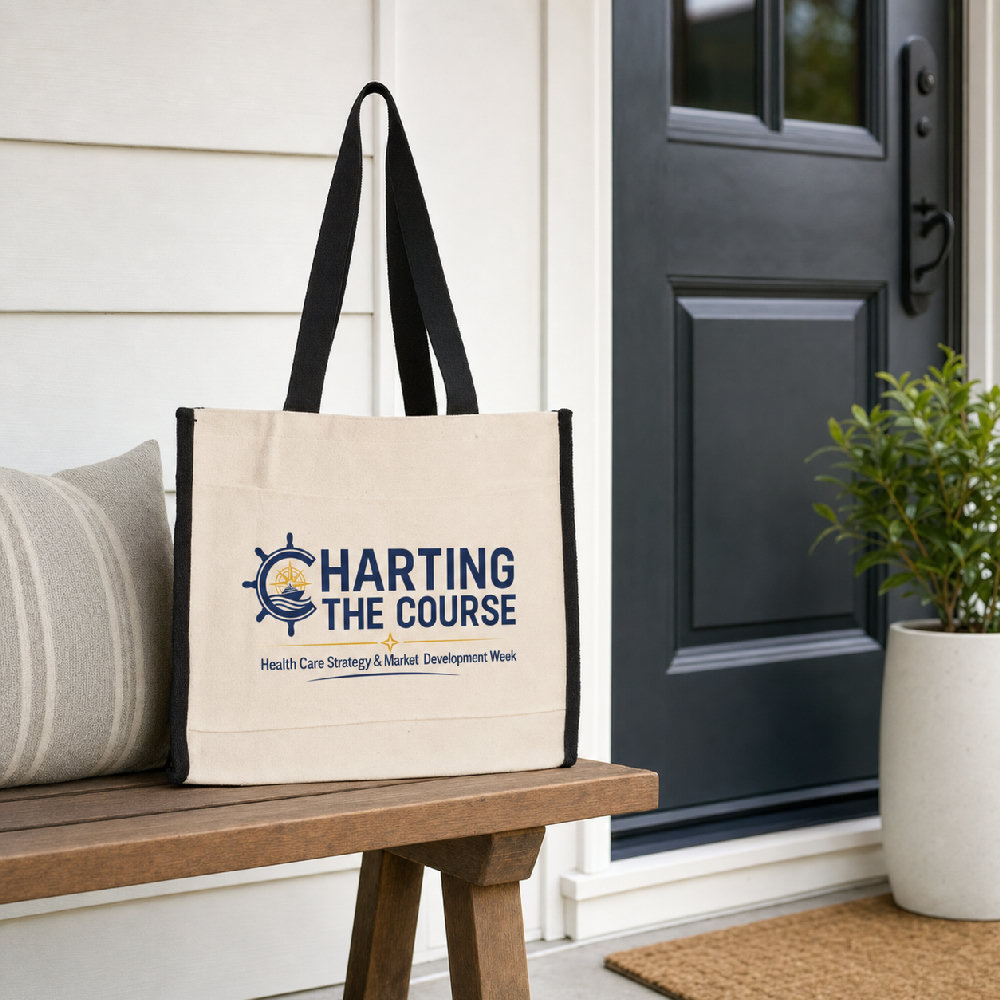 Q-Tees 14L Tote with Contrast-Color Handles with Health Care Strategy and Market Development Week artwork