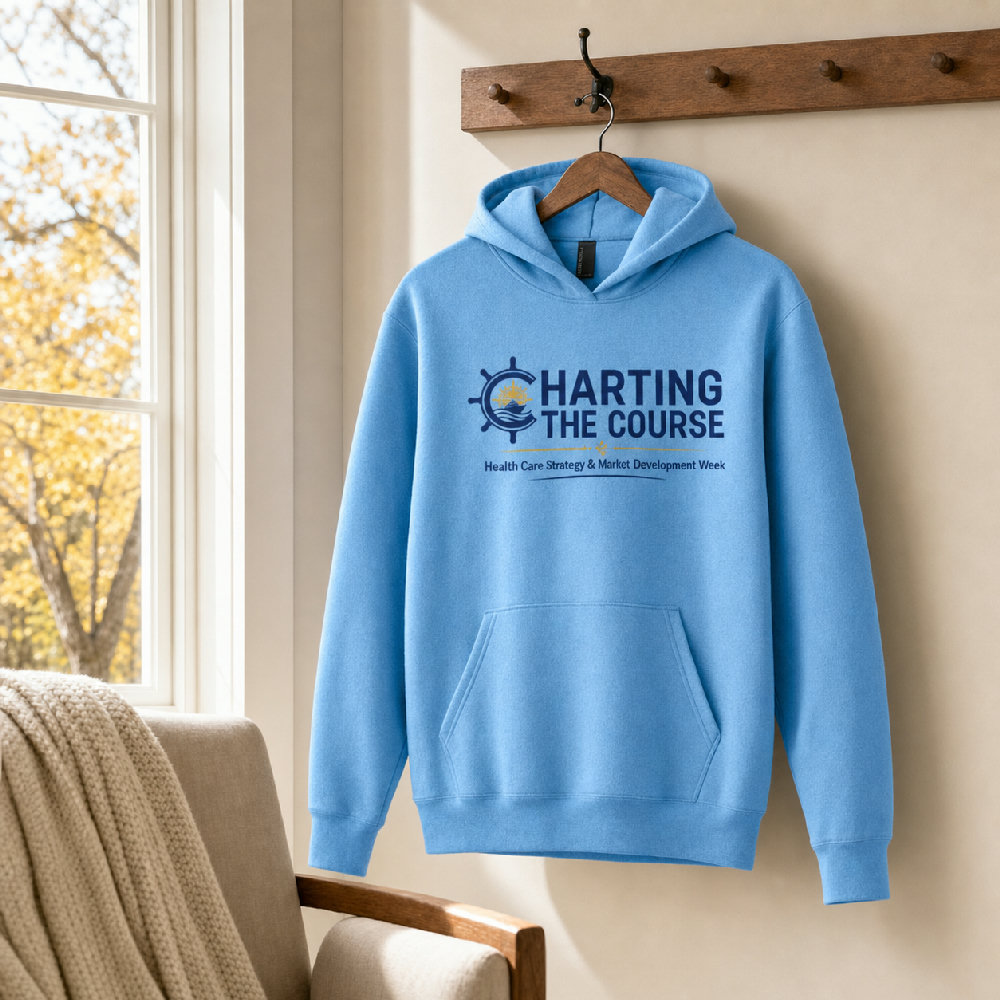 Port & Co Easy Fleece Pullover Hooded Sweatshirt with Health Care Strategy and Market Development Week artwork