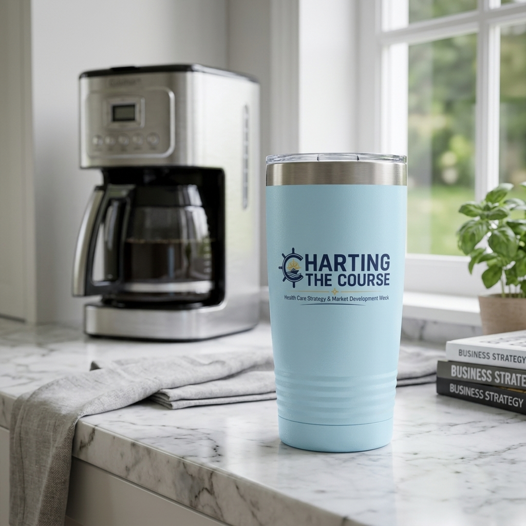 20oz Stainless Steel Tumbler with Health Care Strategy and Market Development Week artwork